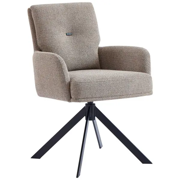 Scaun Cu Brațe din metal, textil, gri, negru, galben