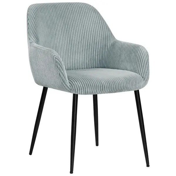 Scaun Cu Brațe din metal, textil, negru, albastru deschis