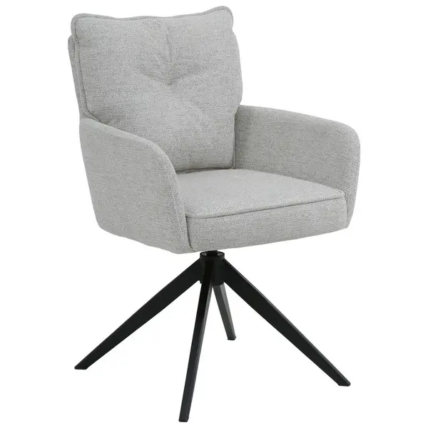 Scaun Cu Brațe din metal, textil, negru, bej