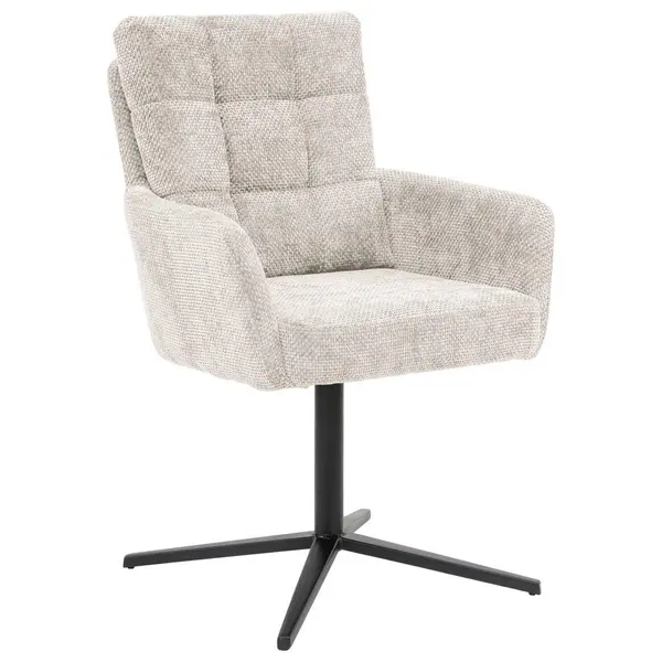 Scaun Cu Brațe din metal, textil, negru, bej