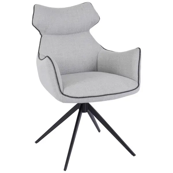 Scaun Cu Brațe din metal, textil, negru, gri deschis