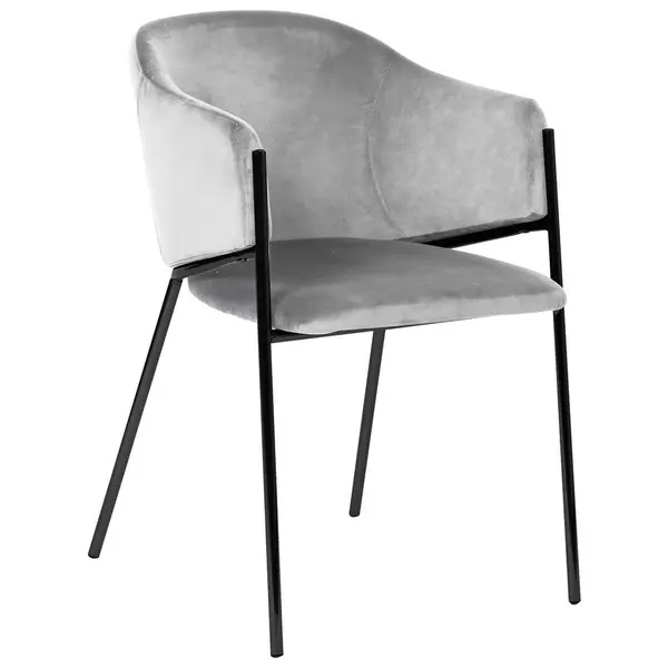 Scaun Cu Brațe din metal, textil, negru, gri deschis