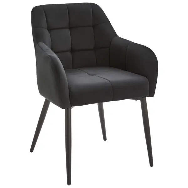 Scaun Cu Brațe din metal, textil, negru, gri închis