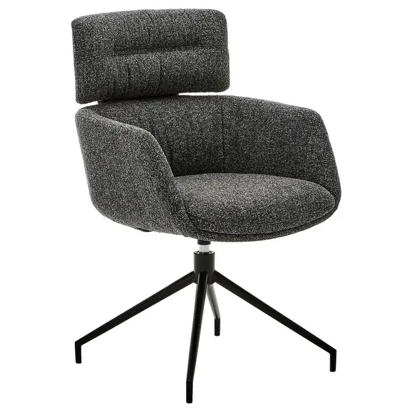 Scaun Cu Brațe din metal, textil, negru, gri închis