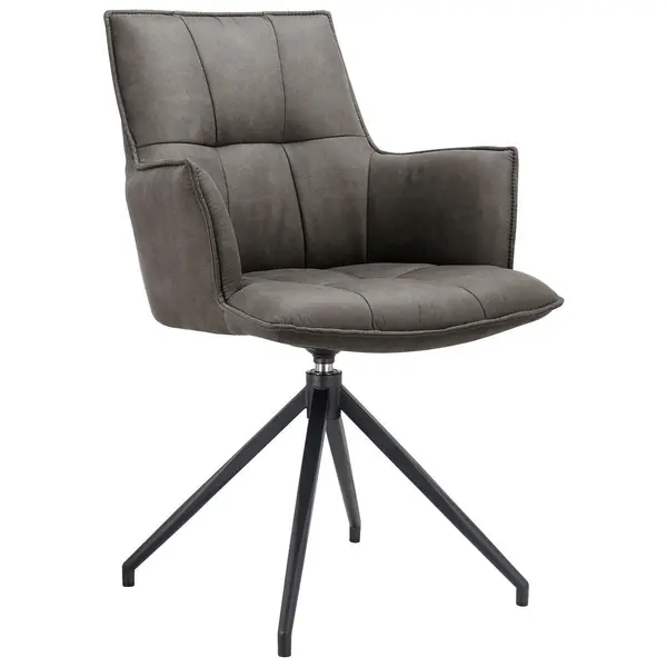 Scaun Cu Brațe din metal, textil, negru, gri închis