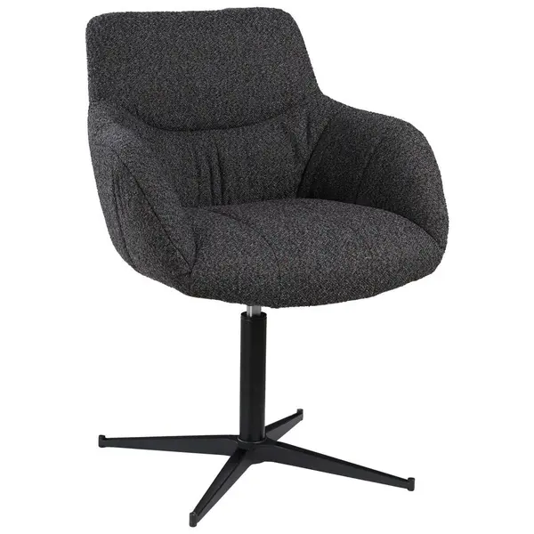 Scaun Cu Brațe din metal, textil, negru, maro