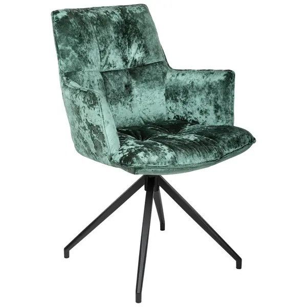 Scaun Cu Brațe din metal, textil, negru, petrol