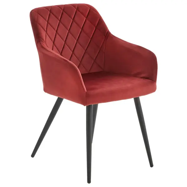 Scaun Cu Brațe din metal, textil, negru, roșu burgund