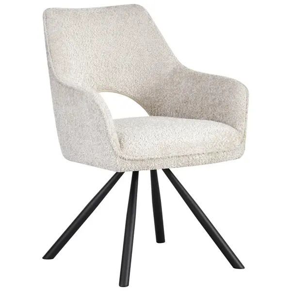 Scaun Cu Brațe din metal, textil, negru, sidefiu