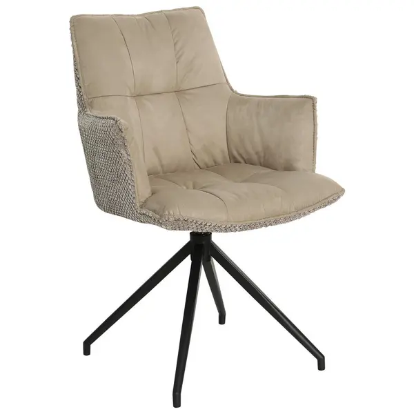 Scaun Cu Brațe din metal, textil, negru, taupe