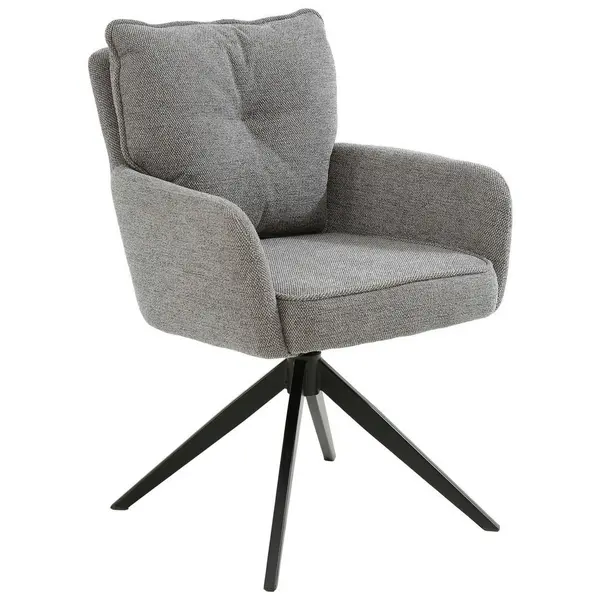 Scaun Cu Brațe din metal, textil, negru, taupe
