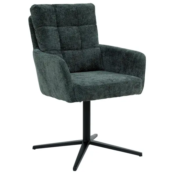 Scaun Cu Brațe din metal, textil, negru, verde închis