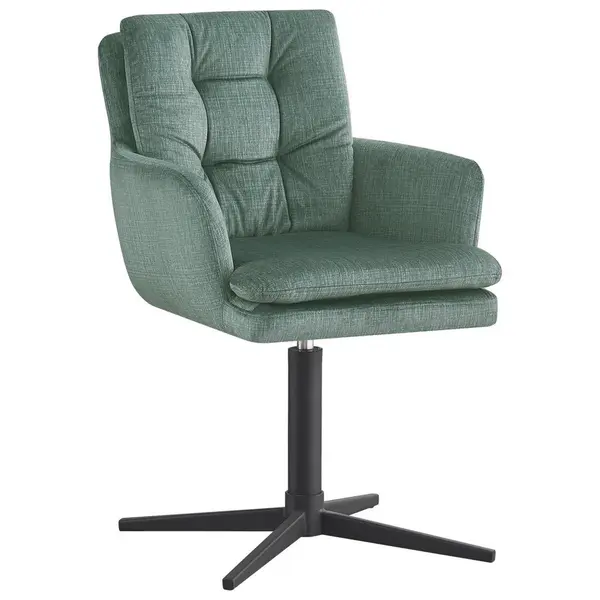 Scaun Cu Brațe din metal, textil, negru, verde jad