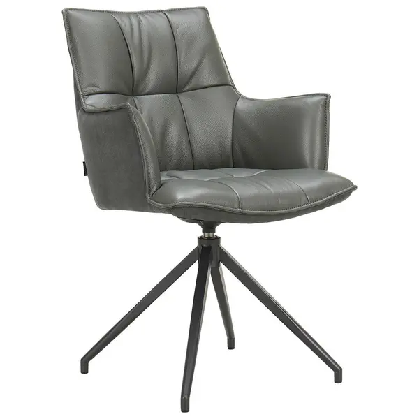 Scaun Cu Brațe din metal, textil, piele, antracit, negru
