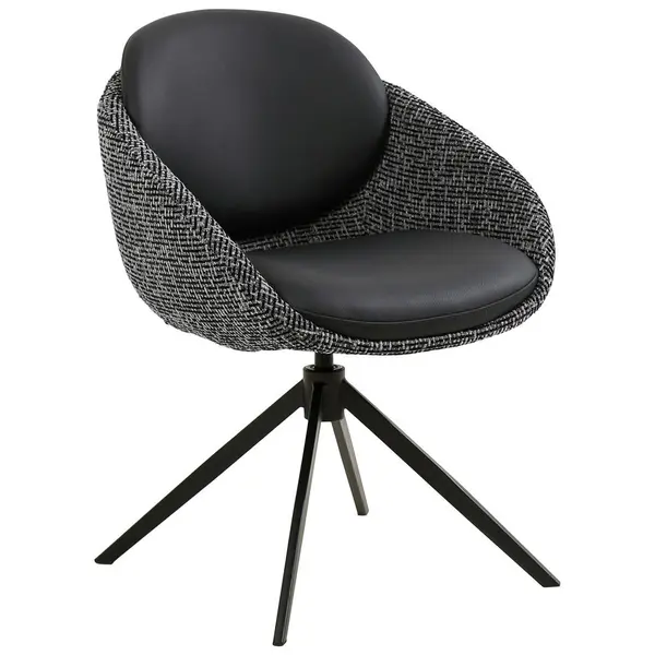 Scaun Cu Brațe din metal, textil, piele, negru