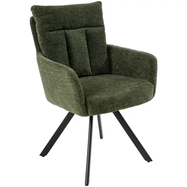 Scaun Cu Brațe din metal, textil, verde, negru