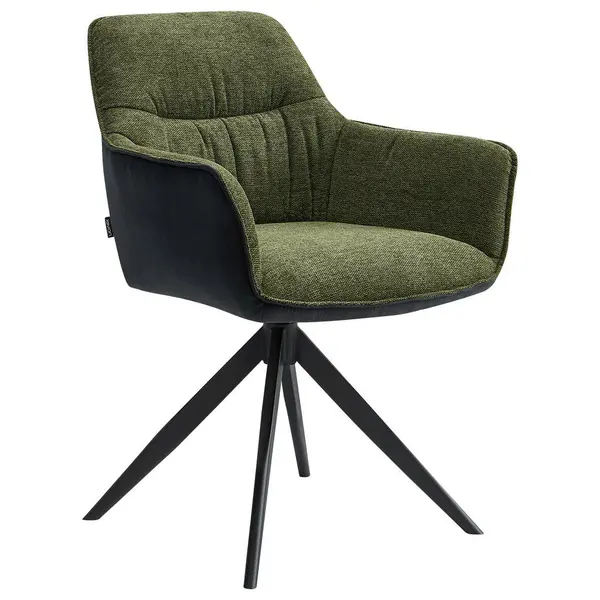 Scaun Cu Brațe din metal, textil, verde, negru