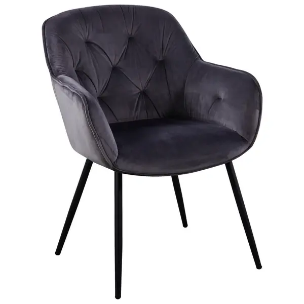 Scaun Cu Brațe din textil, metal, negru, gri