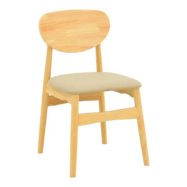 Scaun cu design contemporan Cardith, Lemn Rubberwood și Plywood, Bej, 48x51x78 cm