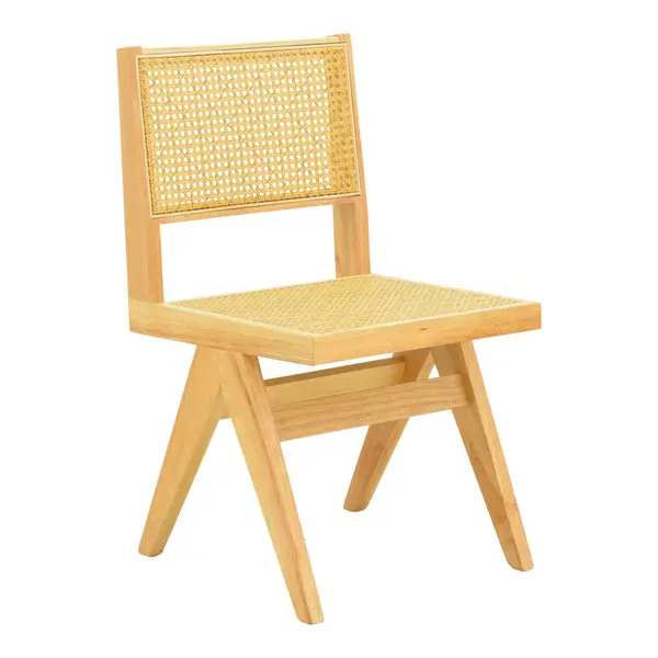 Scaun cu design natural Winslow, Lemn Rubberwood-Ratan, 46x58x80 cm