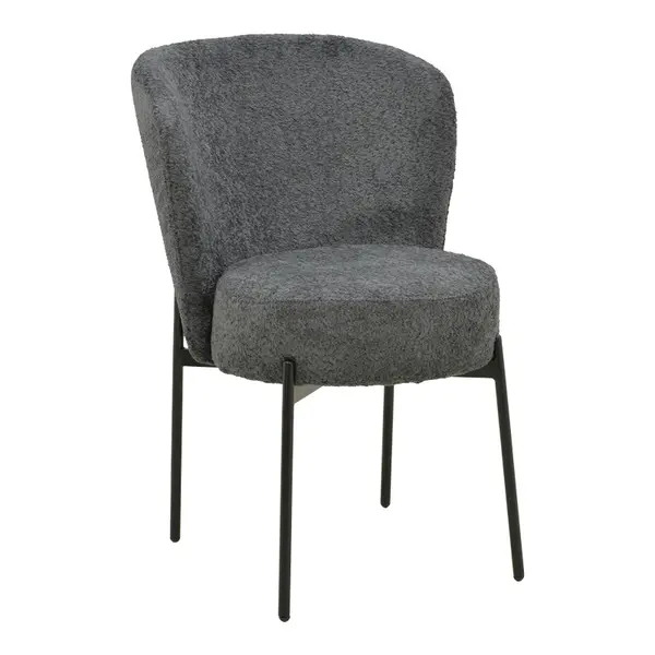 Scaun cu funcție Houlian, Stil Modern, Material textil antracit și metal, negru, 46x66x89 cm