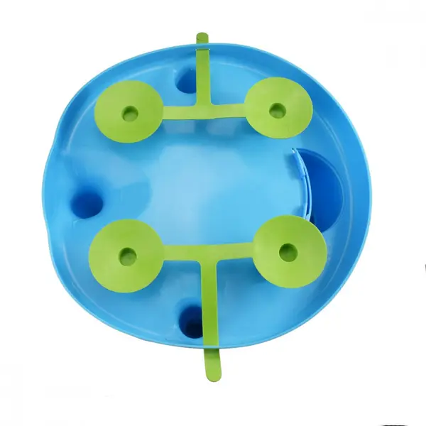 Scaun de baie Little Mom Baby Sit Turquoise design ergonomic cu spatar si cotiere, fixare cu ventuze, dimensiune 32 x 32 x 20.5 cm, varsta 6 luni+