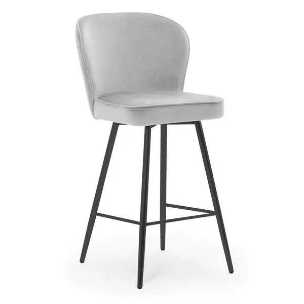 Scaun de bar Aine gri picioare negru - H70 cm