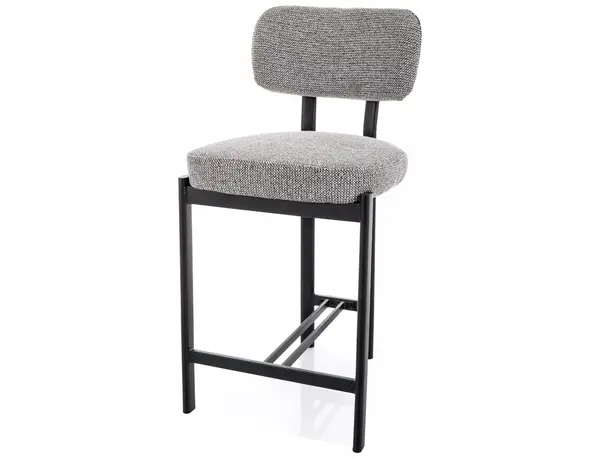 Scaun de bar BELUR BLACK LEGS H62 CM - Grey