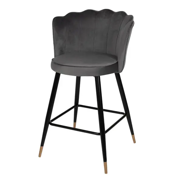 Scaun de bar CANDICE VELVET H66 CM - Gri inchis
