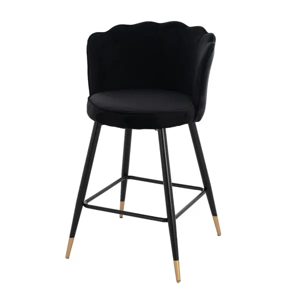 Scaun de bar CANDICE VELVET H66 CM - Negru