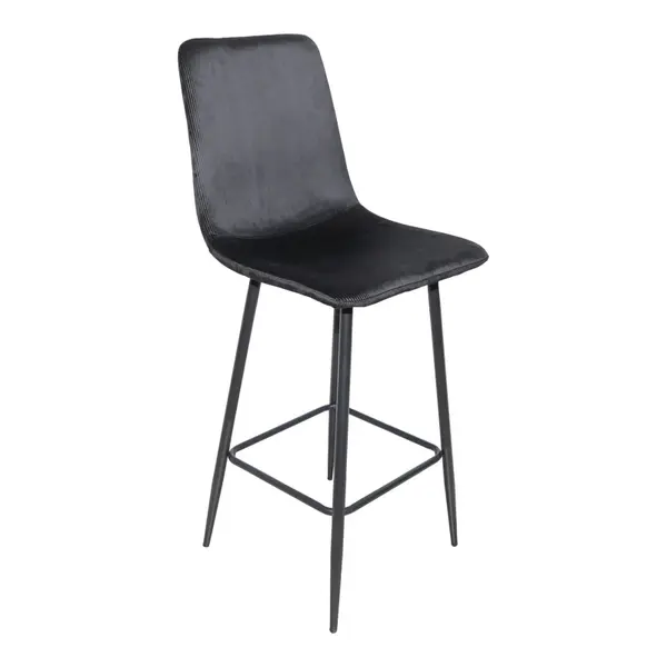 Scaun de bar cu functie de rotire, tesatura, neagra, 43x55x114 cm