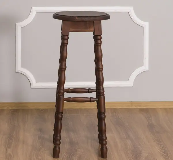 Scaun de bar cu picioare strunjite cu finisaj Rosewood Brown