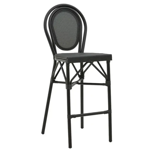 Scaun de bar de grădină Dezyan Negru 41.5x53.5x116 cm