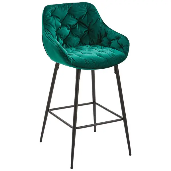 Scaun De Bar din lemn, metal, textil, verde, negru