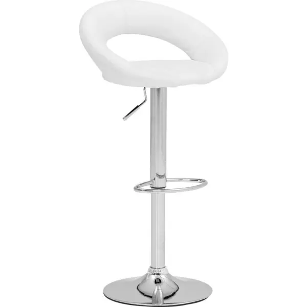 Scaun De Bar din metal, textil, alb, culoare crom