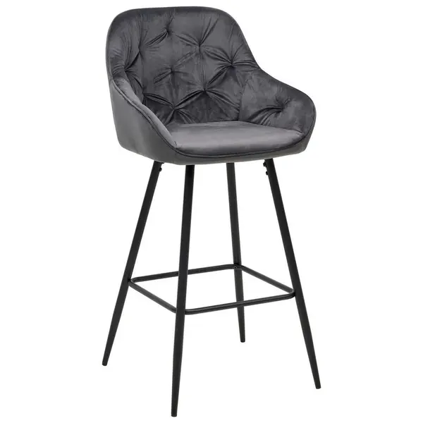 Scaun De Bar din metal, textil, gri
