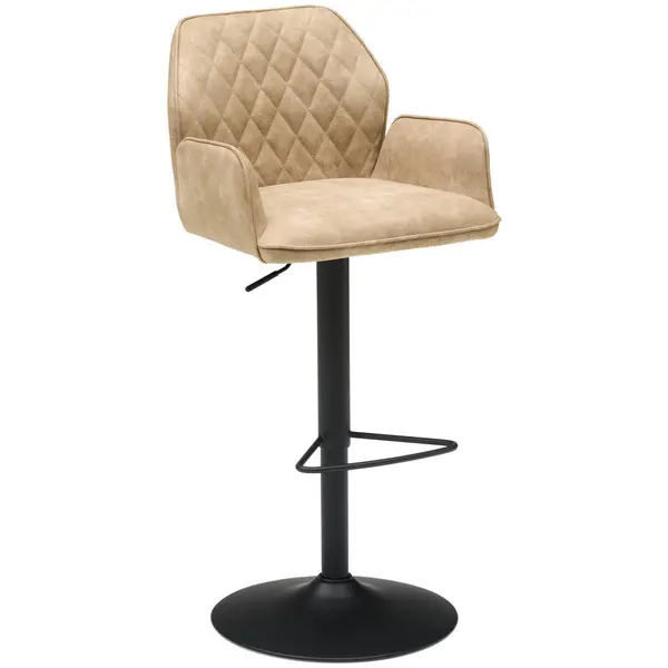 Scaun De Bar din metal, textil, negru, bej