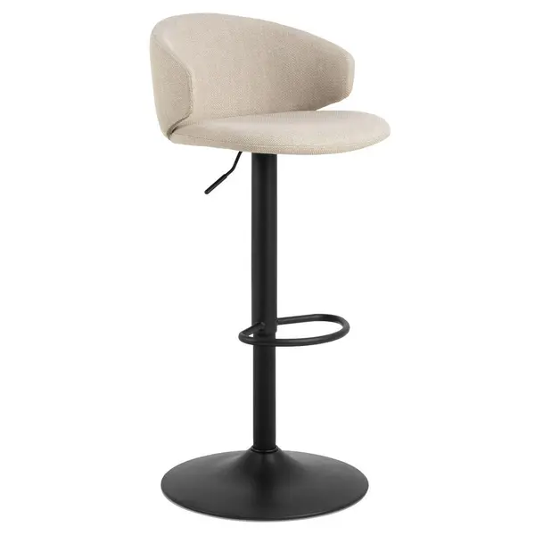 Scaun De Bar din metal, textil, negru, bej