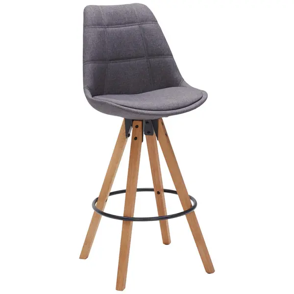 Scaun De Bar din textil, culoare lemn stejar, gri închis
