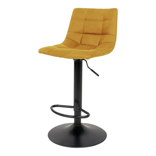 Scaun de bar ELVOREN VELVET H61/81 CM - Mustard