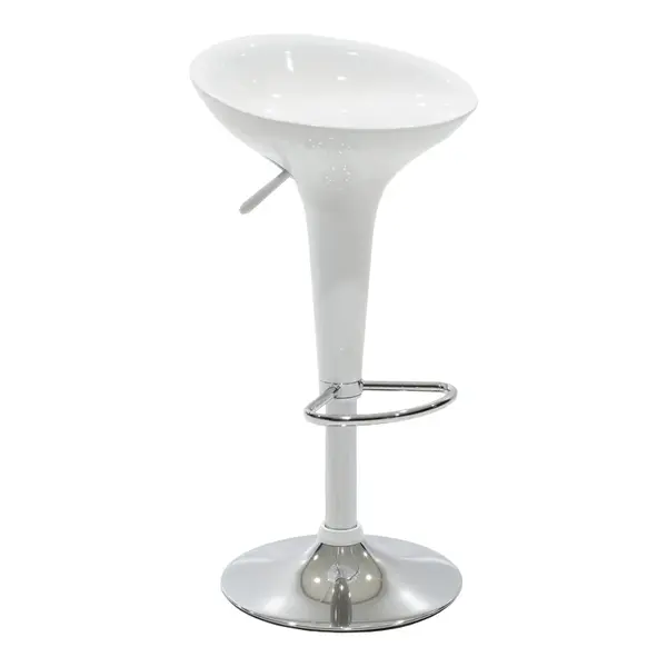 Scaun de bar Felice reglabil pe inaltime baza, alb-crom, 40x43x84 cm