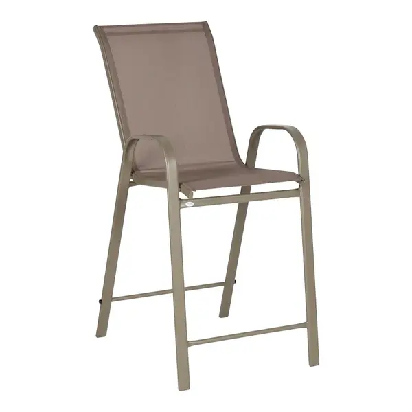 Scaun de bar inaltime medie Calan pakoworld champagne metal-textilene in culoarea maro deschis 55x70x114cm Scaun de bar înălțime medie Calan pakoworld champagne metal-textilene în culoarea maro deschis 55x70x114cm