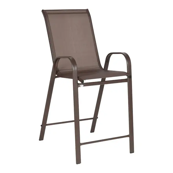Scaun de bar inaltime medie Calan pakoworld maro inchis metal-textilene in culoarea maro 55x70x114cm Scaun de bar înălțime medie Calan pakoworld maro închis metal-textilene în culoarea maro 55x70x114cm