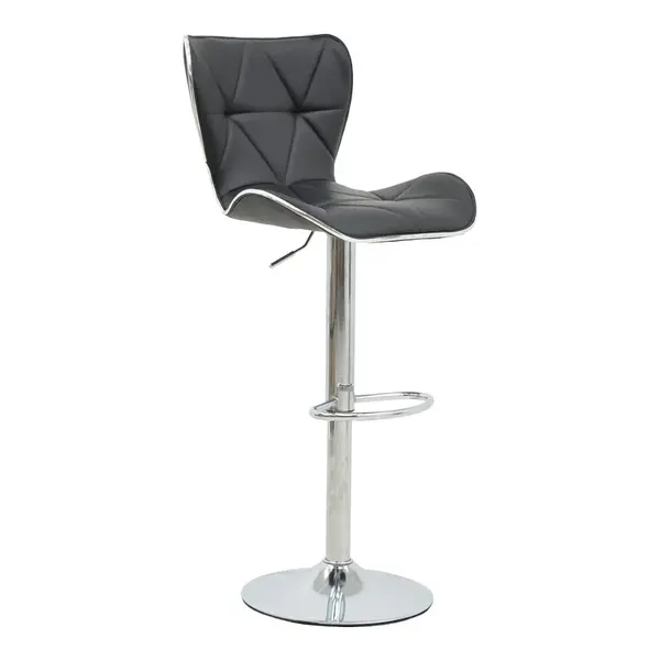 Scaun de bar Jorine reglabil pe inaltime baza alb pu-crom, 53x44x114 cm