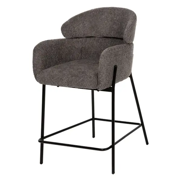 Scaun de bar MILEO BOUCLE H65 CM - Gri inchis
