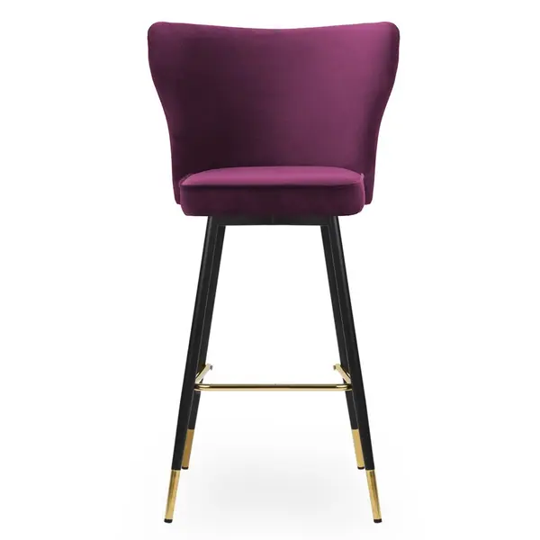Scaun de bar Modena burgundy picioare negru/gold - H70 cm