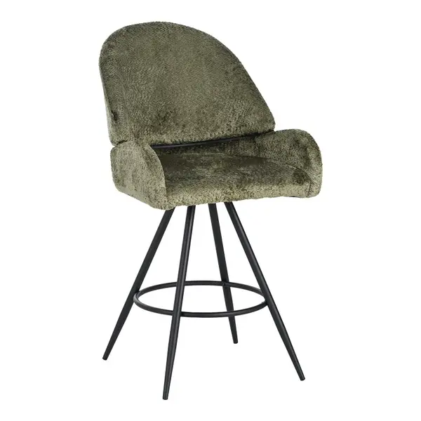 Scaun de bar Morea, Pako World, Verde, 55x66x107 cm