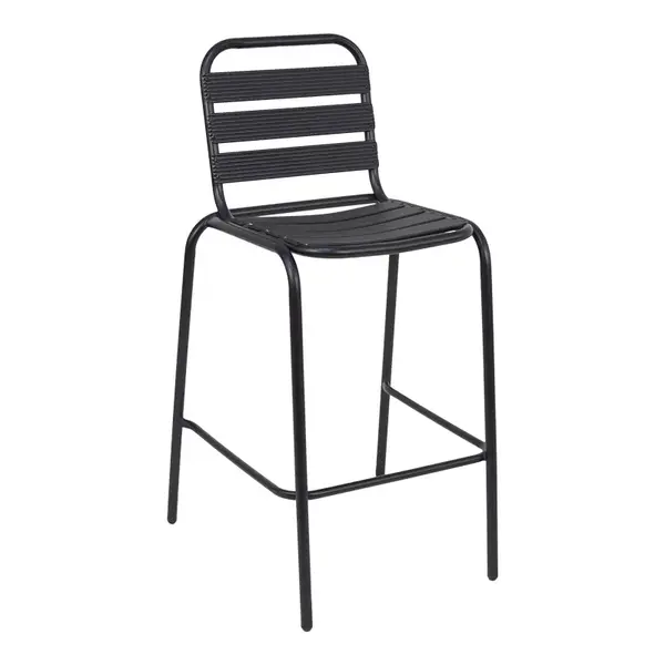 scaun de bar Sussie pakoworld negru, metal cu lamele din aluminiu 58x58x111 cm scaun de bar Sussie pakoworld negru, metal cu lamele din aluminiu 58x58x111 cm