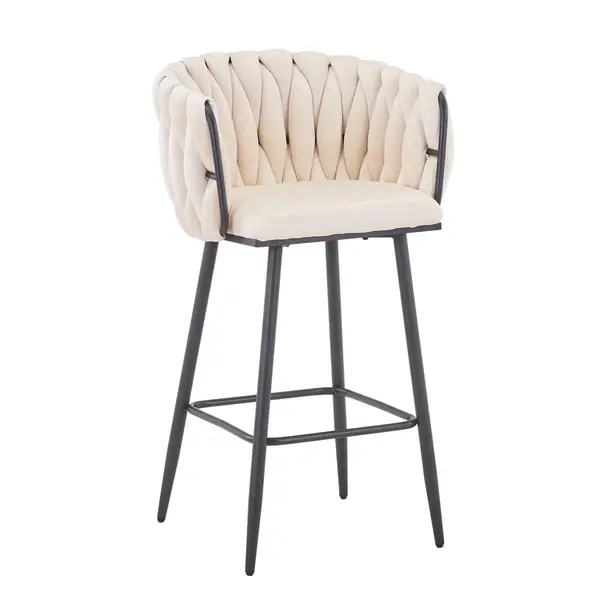 Scaun de bar Vivian bej catifea, 57x50x100 cm