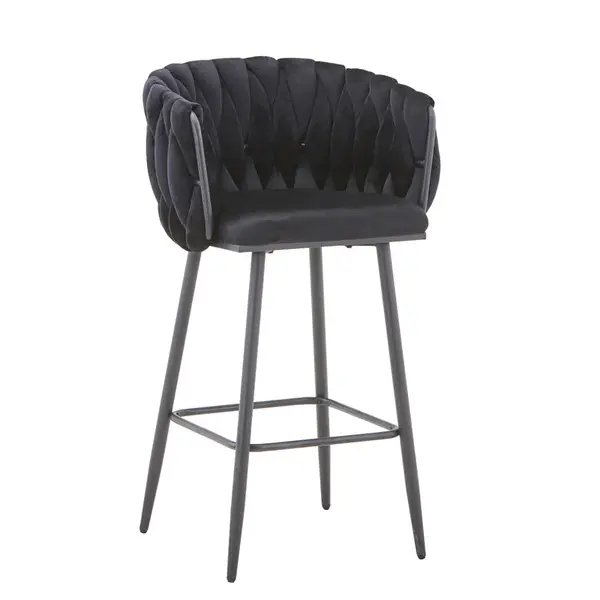 Scaun de bar Vivian bej catifea, 57x50x100 cm